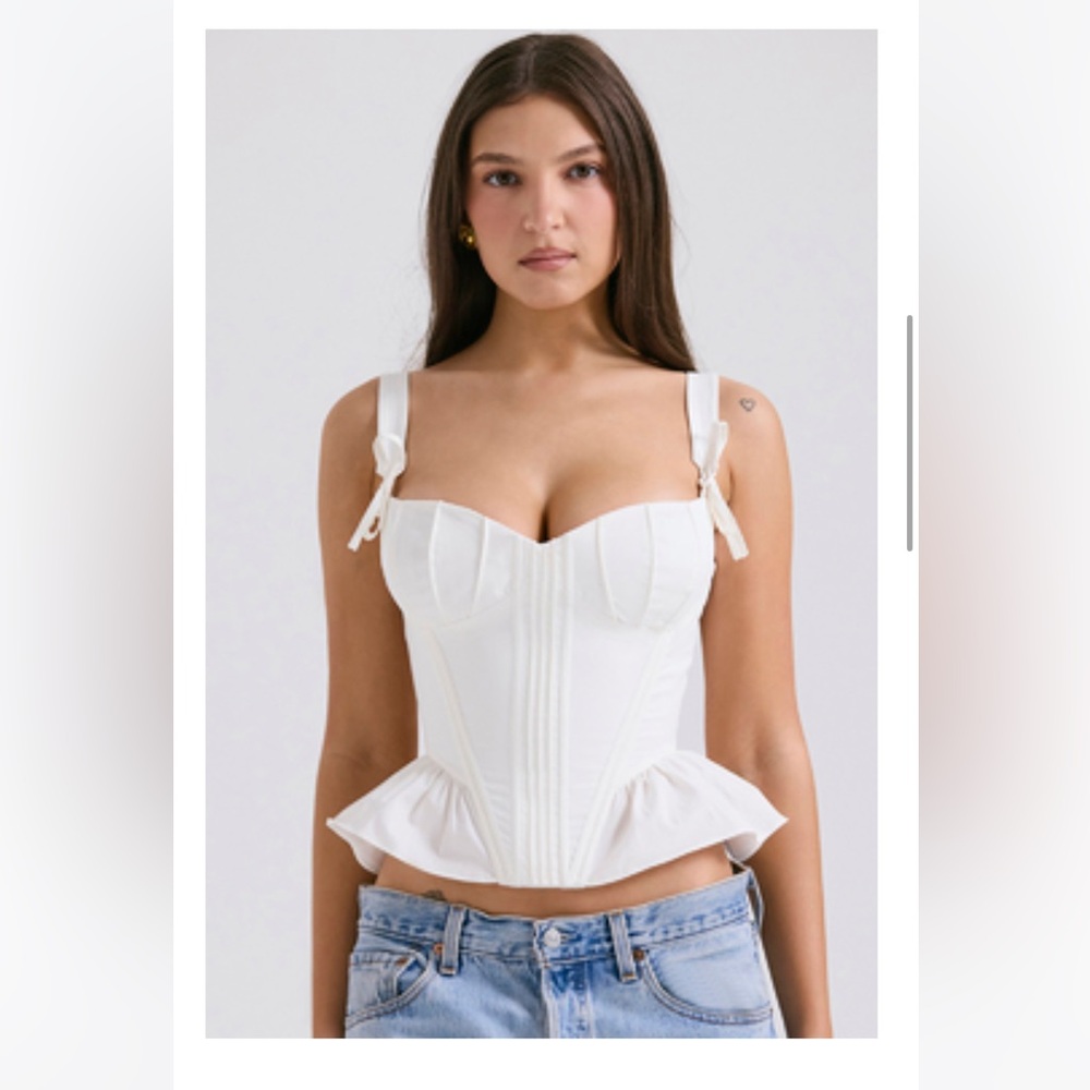 House of CB White Peplum Cotton Corset - size XS (cup size D+)